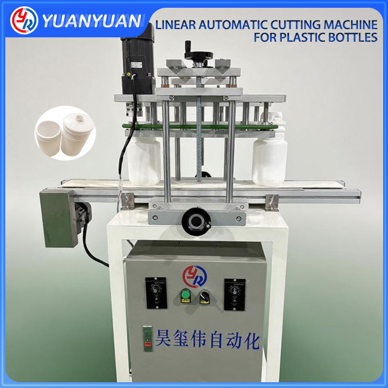 LINEAR AUTOMATIC CUTTING MACHINE FOR PLASTIC BOTTLES