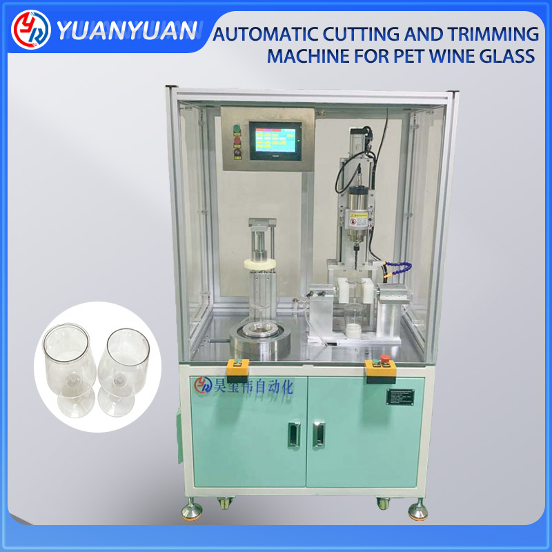 AUTOMATIC CUTTING AND TRIMMING MACHINE FOR PET WINE GLASS